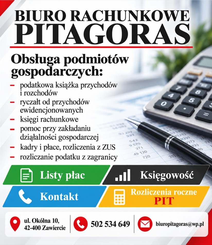 książka przychód, rozchód, ryczałt ZAWIERCIE